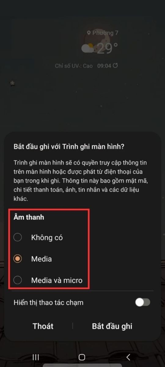 Chọn quay có âm thanh hoặc không