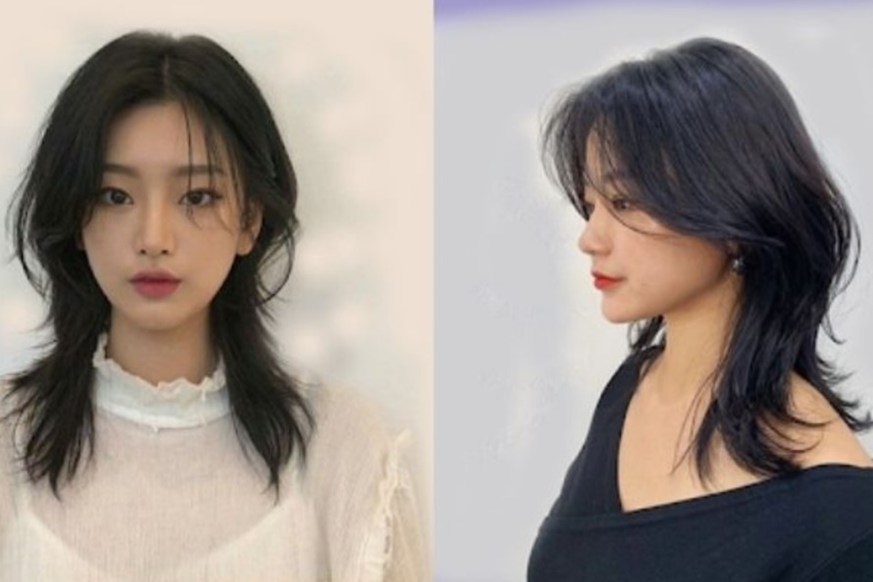 Tóc mullet layer hai mái tỉa đuôi dài nữ tính