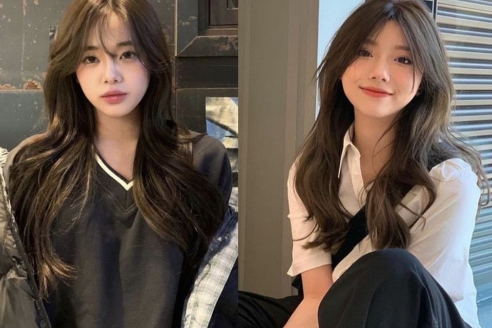 Tóc mullet hai mái uốn xoăn nhẹ cho nữ mặt tròn