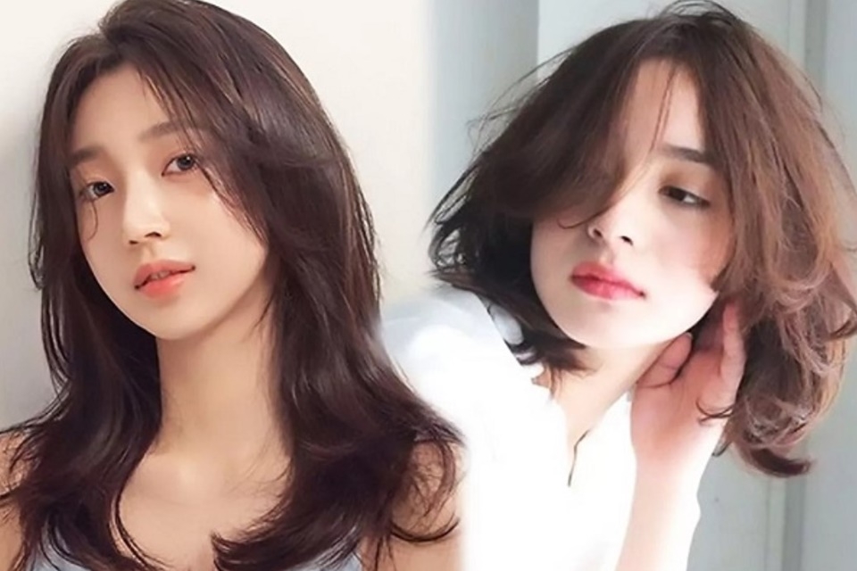 Tóc mullet layer nữ mặt tròn sóng nước