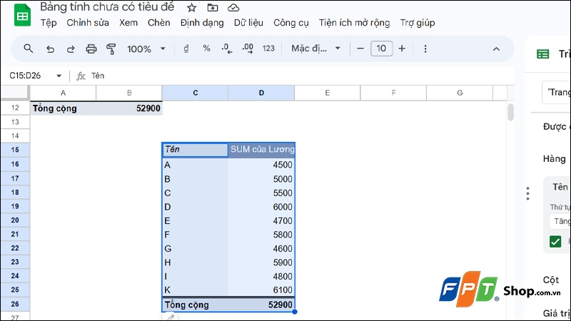 Chèn Pivot Table trong Google Sheet - hình 15