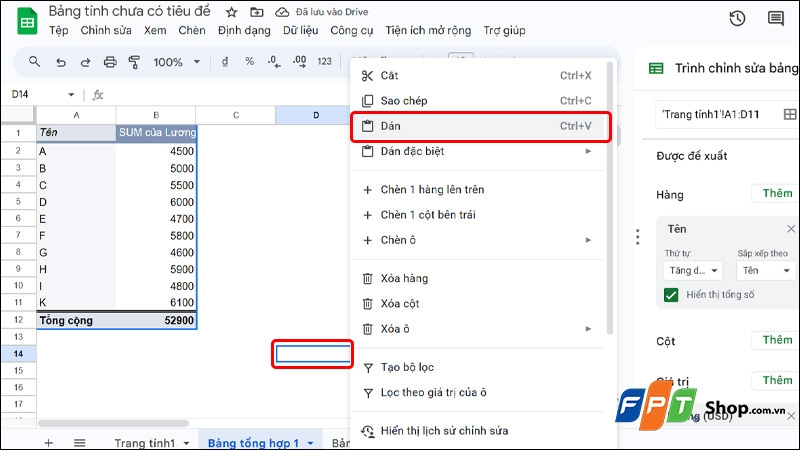 Chèn Pivot Table trong Google Sheet - hình 14