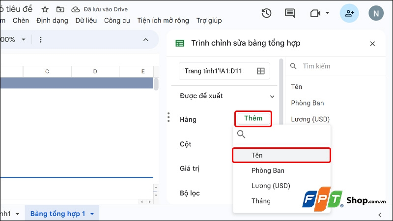 Chèn Pivot Table trong Google Sheet - hình 6