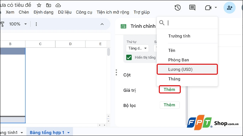 Chèn Pivot Table trong Google Sheet - hình 7