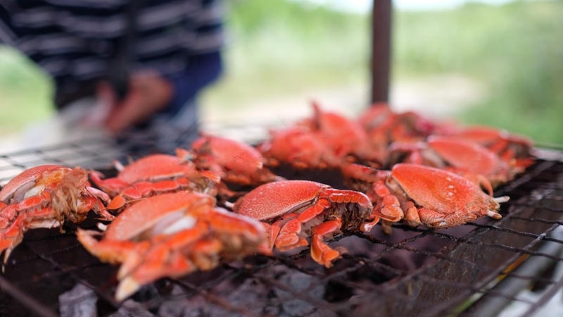 Cua huỳnh đế nướng ăn cùng muối tiêu chanh hay muối ớt thật không gì sánh bằng