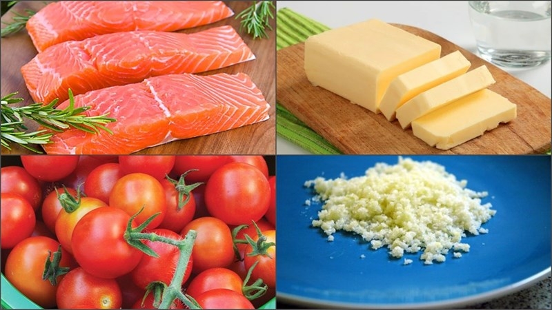 Các nguyên liệu cần thiết cho món cá hồi sốt bơ tỏi