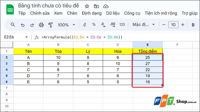 Cách ẩn công thức trong Google Sheets - hình 1