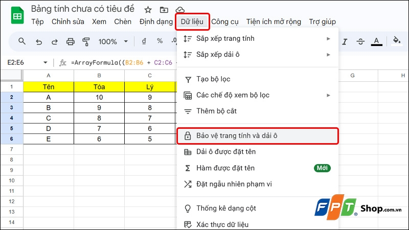 Cách ẩn công thức trong Google Sheets - hình 2