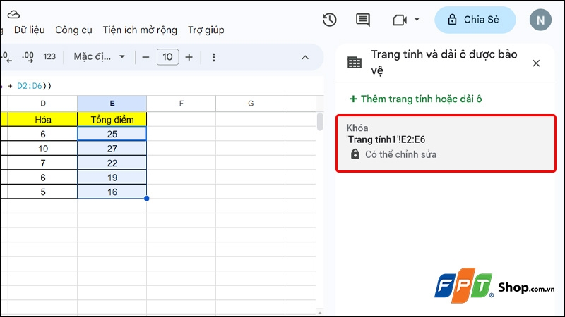Cách ẩn công thức trong Google Sheets - hình 5