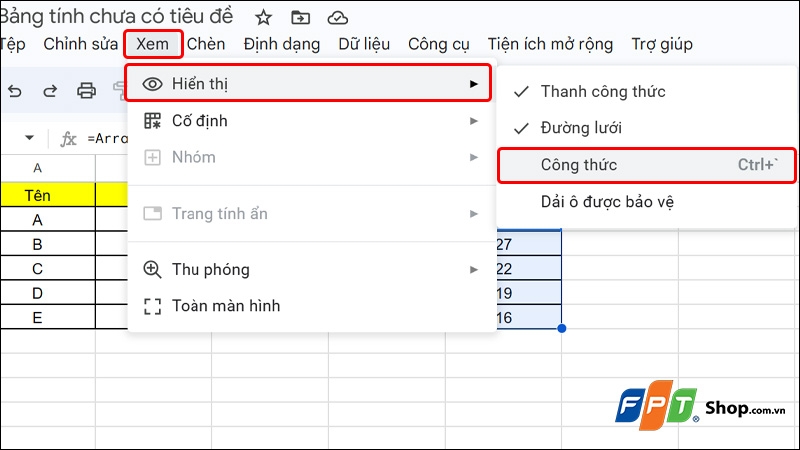 Cách ẩn công thức trong Google Sheets - hình 9