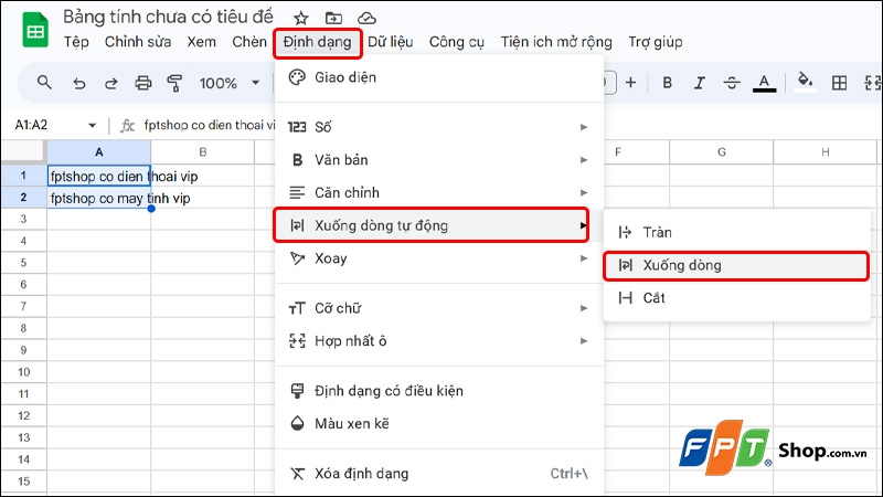 Wrap text trong Google Sheets - hình 4