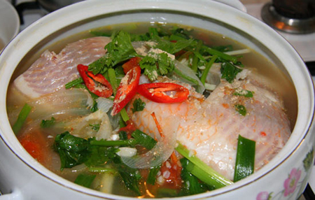 Cá diêu hồng nấu ngót