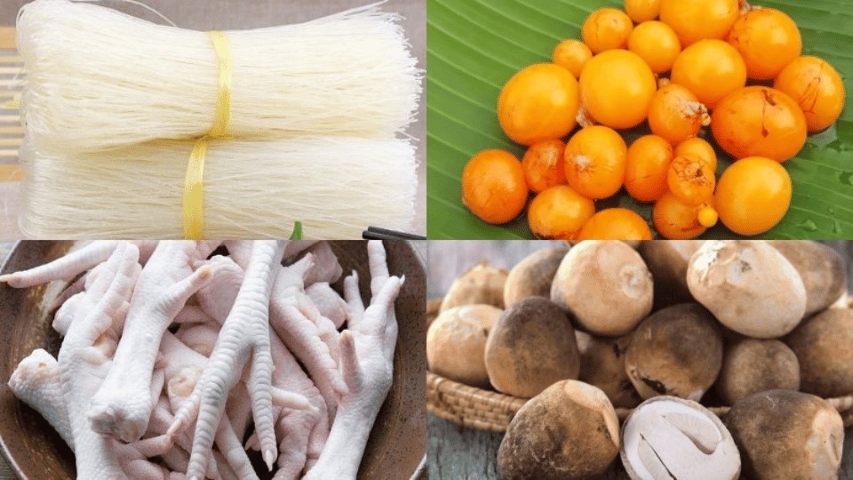 Nguyên liệu làm miến măng gà trứng non