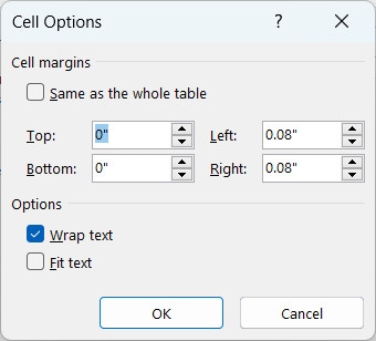 Căn giữa ô trong Word (7)