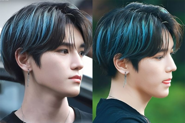 Tóc xanh đen nam highlight