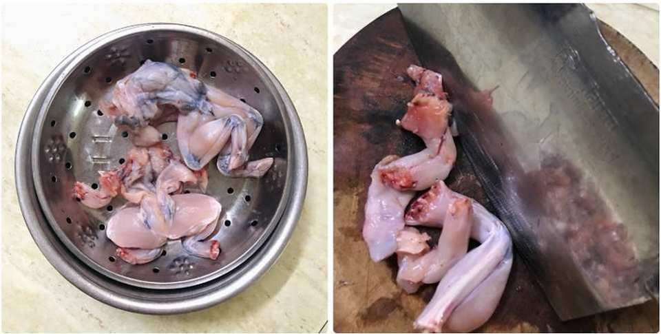 Rửa sạch và cắt nhỏ thịt