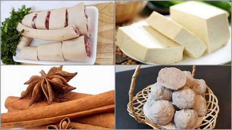 Các nguyên liệu nấu lẩu bò thuốc Bắc 
