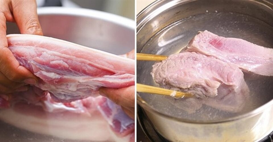 Cách khử mùi hôi của thịt lợn bằng nước sôi