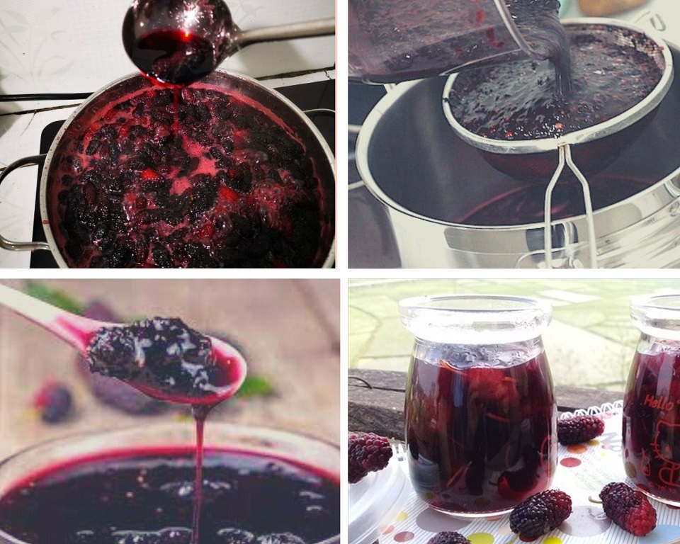 Nấu hỗn hợp dâu tằm sau khi ủ