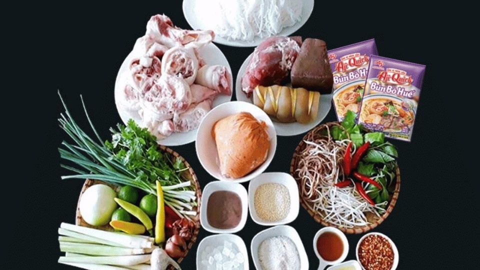 Nguyên liệu cần có để làm bún bò huế