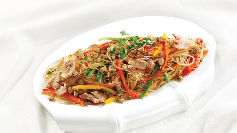 hến xào miến