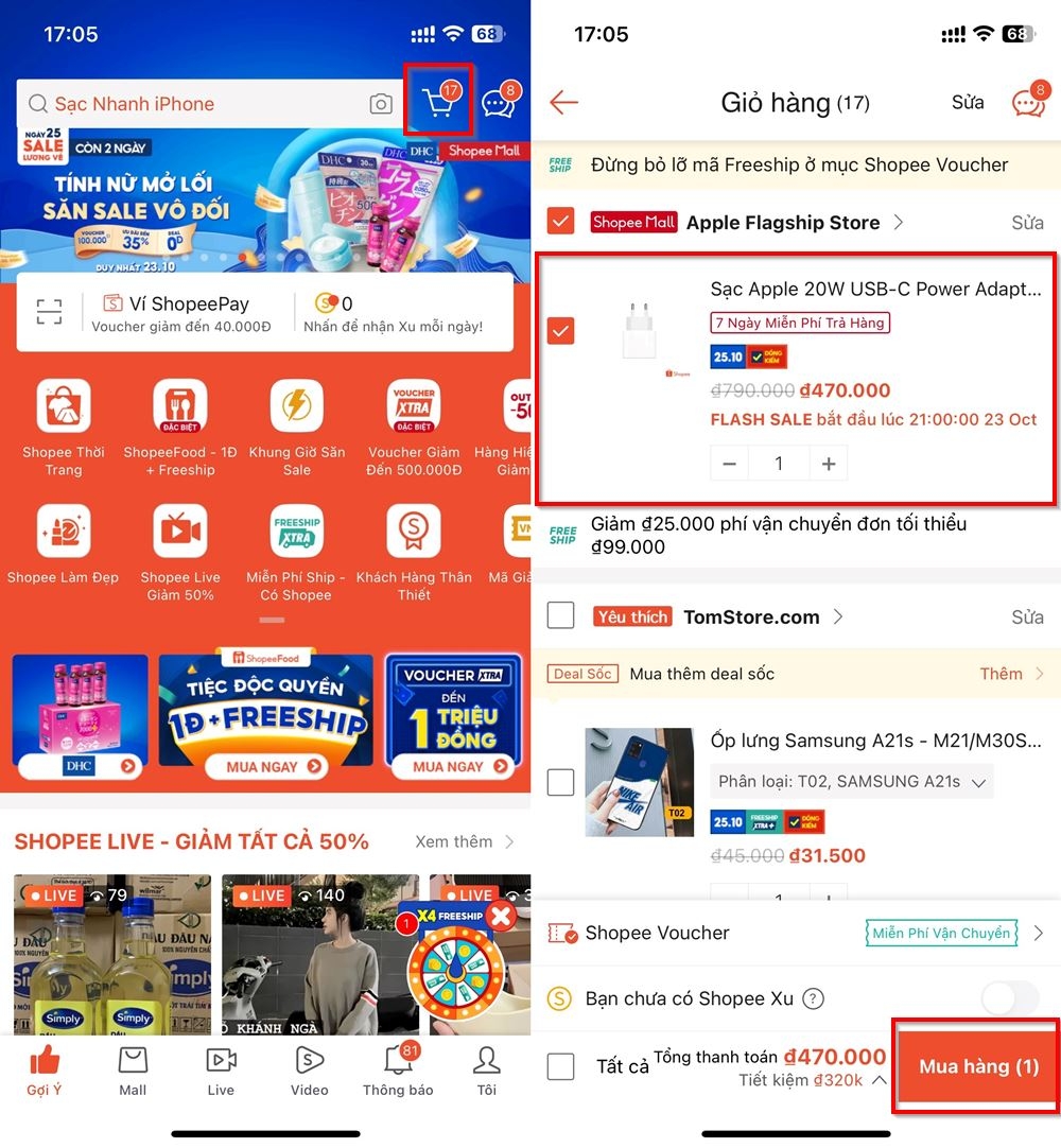Cách thanh toán đơn hàng Shopee bằng ví Apple Pay 1