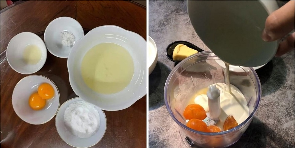 Xay nhuyễn hỗn hợp trứng muối