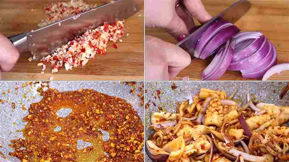 Cho các loại hành tỏi để xào