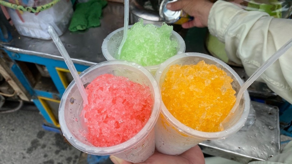 đồ ăn tuổi thơ - siro đá bào