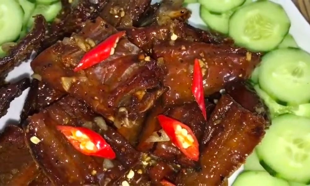 khô cá lóc chiên giấm đường