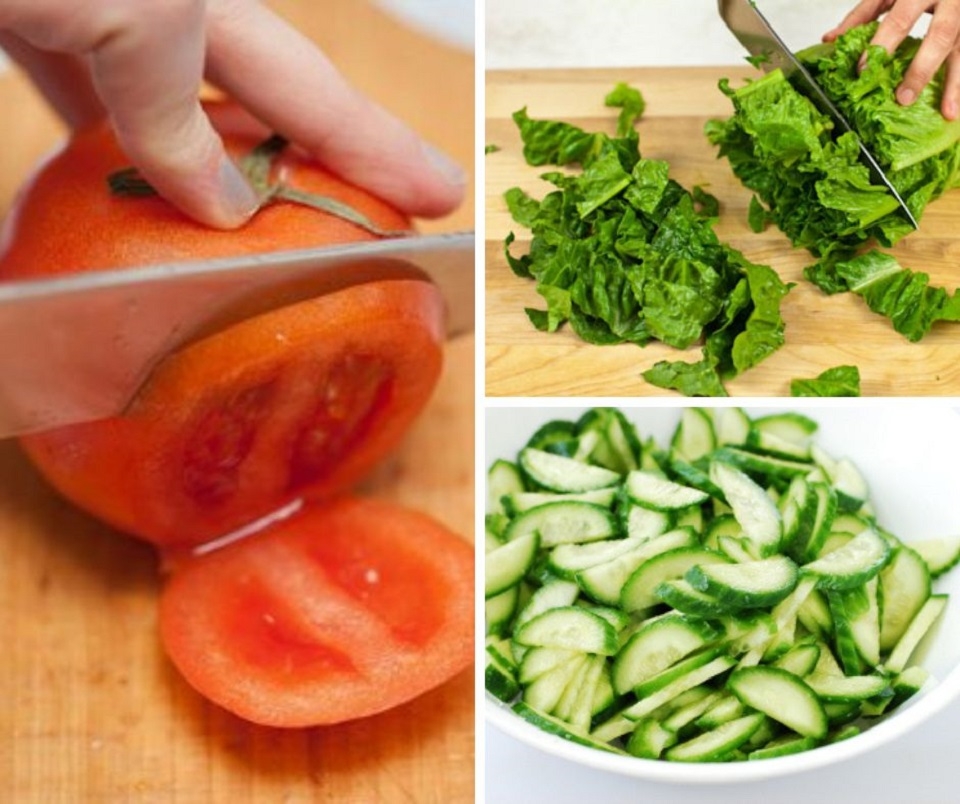 Sơ chế nguyên liệu làm salad rau xà lách