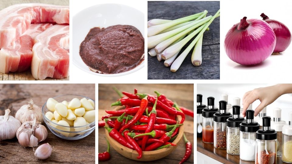 nguyên liệu làm thịt kho mắm ruốc (cách 2)