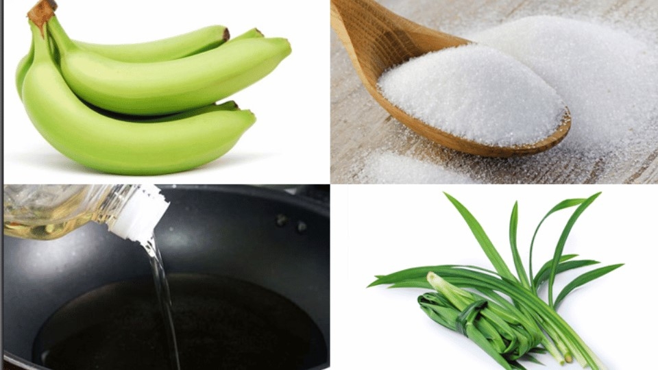 Nguyên liệu làm món chuối ngào đường