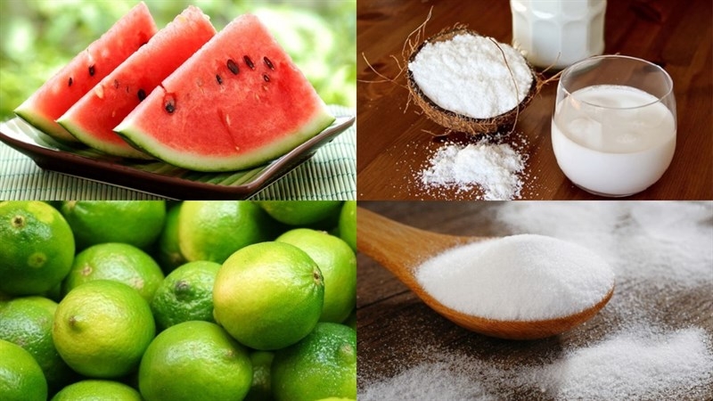 Các nguyên liệu cần có ở kem dưa hấu cốt dừa