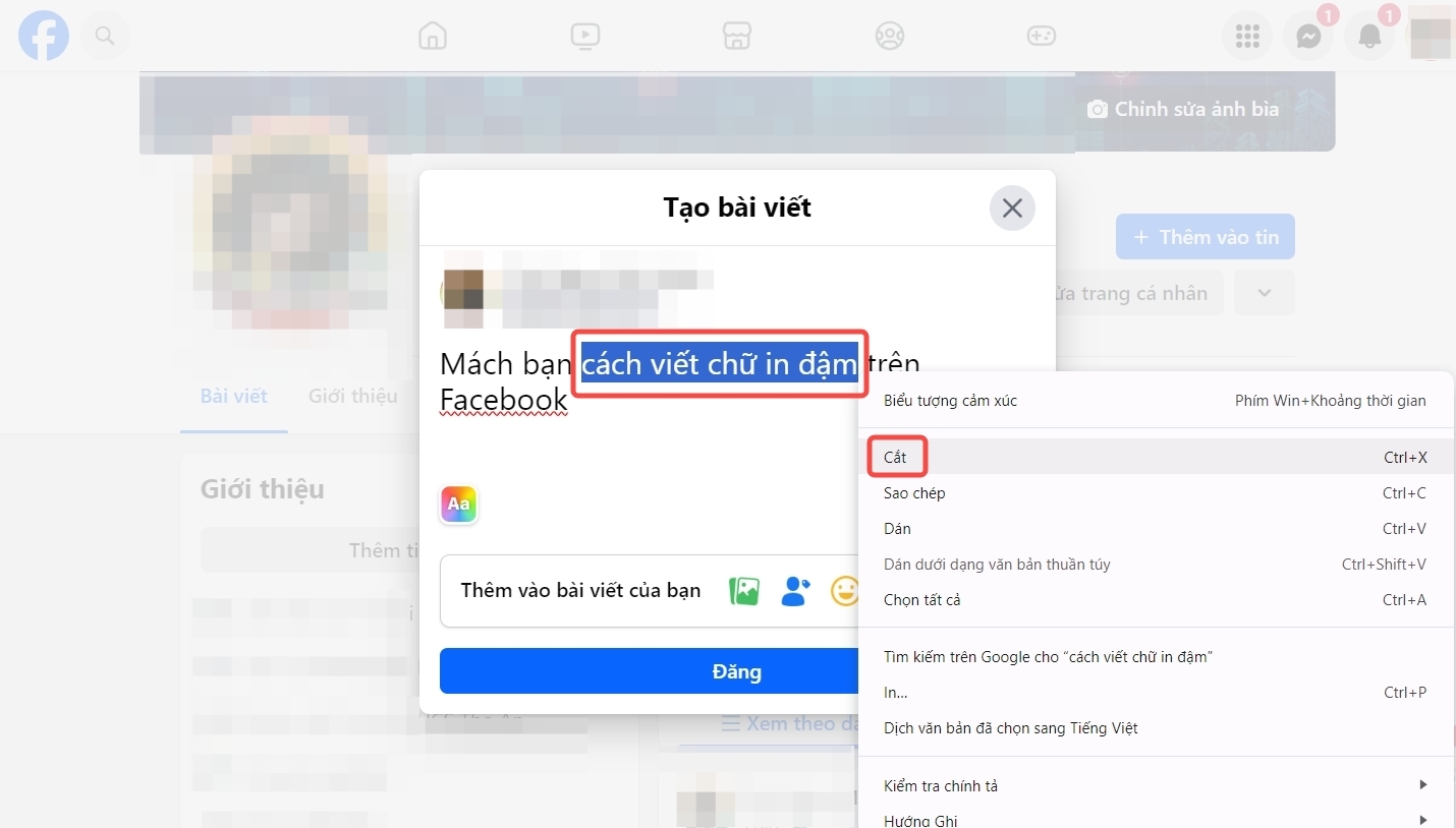 viết chữ in đậm trên Facebook (ảnh 3)