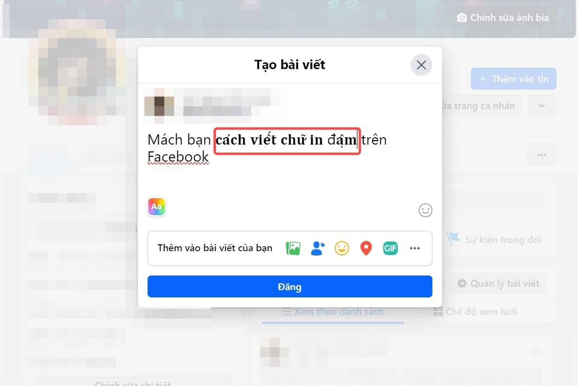 viết chữ in đậm trên Facebook (ảnh 5)