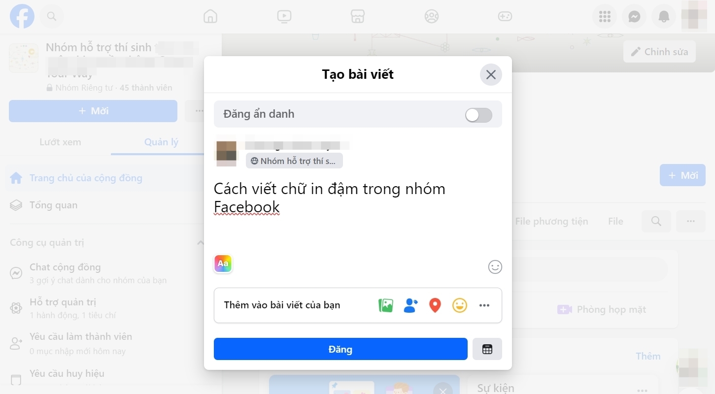 viết chữ in đậm trên Facebook (ảnh 6)