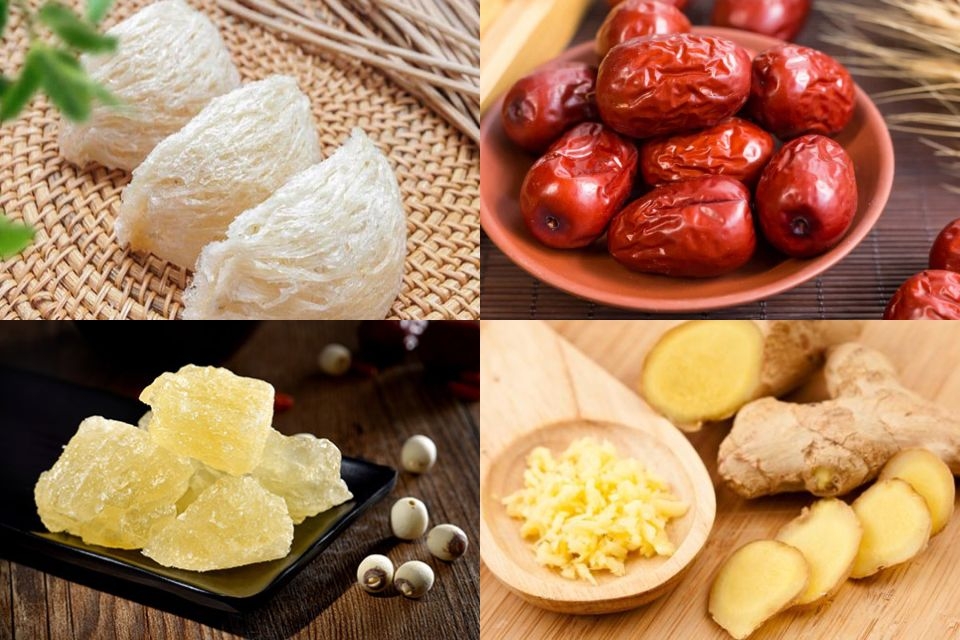 Nguyên liệu để chưng yến táo đỏ