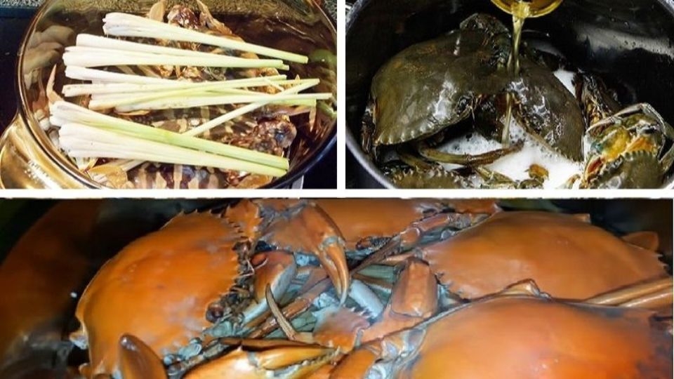 Hương thơm của sả và vị cay nồng của bia hòa quyện cùng vị ngọt của cua