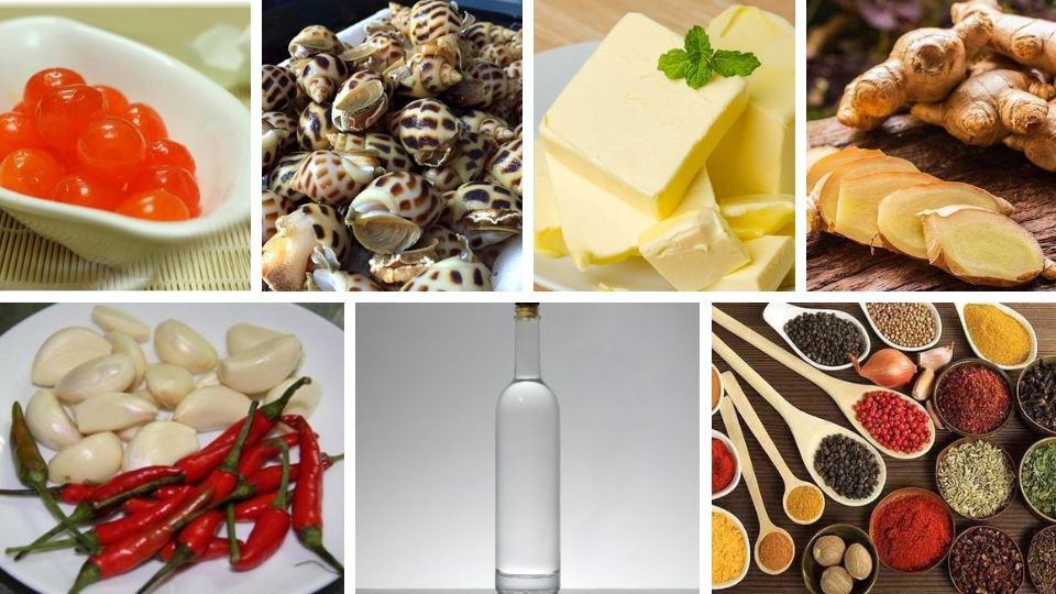 nguyên liệu làm ốc hương sốt trứng muối