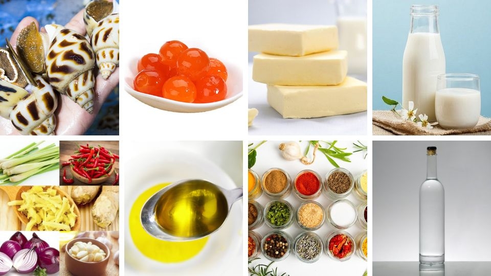 nguyên liệu làm ốc hương sốt trứng muối