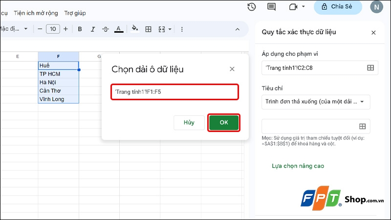 Tạo lựa chọn trong Google Sheets - hình 11