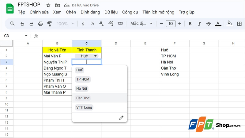 Tạo lựa chọn trong Google Sheets - hình 13