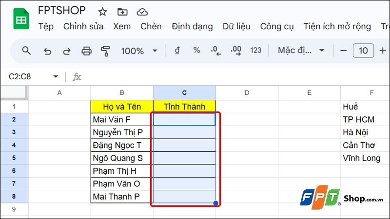 Tạo lựa chọn trong Google Sheets - hình 7
