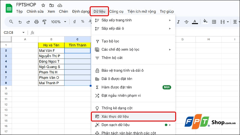 Tạo lựa chọn trong Google Sheets - hình 8