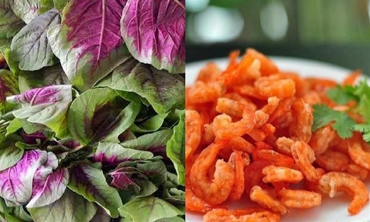 Nguyên liệu nấu canh rau dền tôm khô