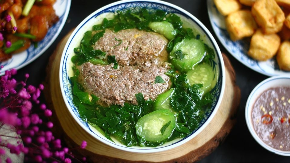 canh cua mồng tơi