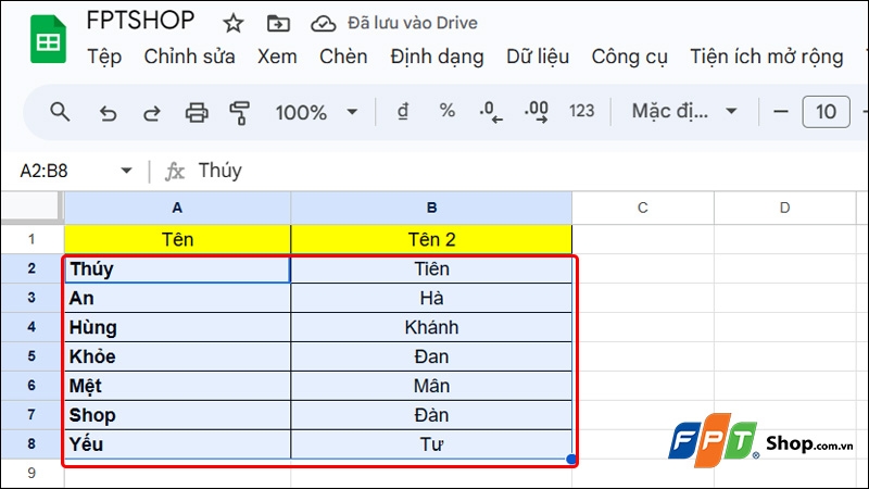 Sắp xếp tên theo ABC trong Google Sheets - hình 4