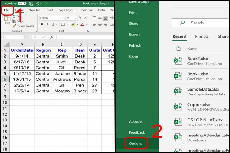 Vào “File” chọn “Options”