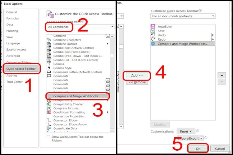 Chọn “Quick Access Toolbar”